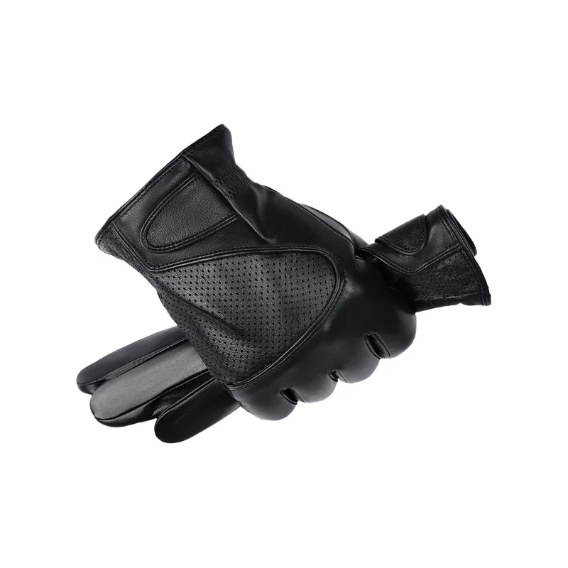 BISON DENIM Sheepskin Gloves Men's Black-3