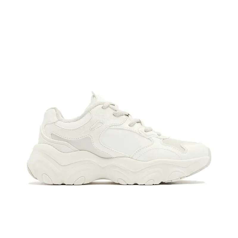 QIAODAN Elf Meow Slip Resistant Thermal Abrasion Resistant Low Top Chunky Sneakers Women's White-1