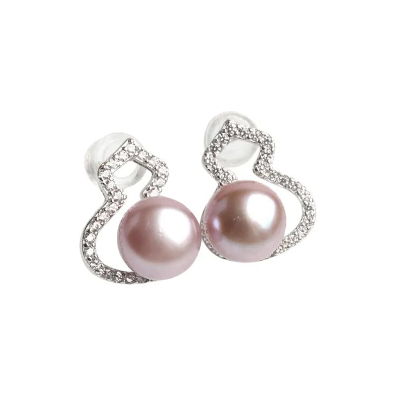POSILAN Freshwater Pearl Pearl Stud Earrings Women's-5