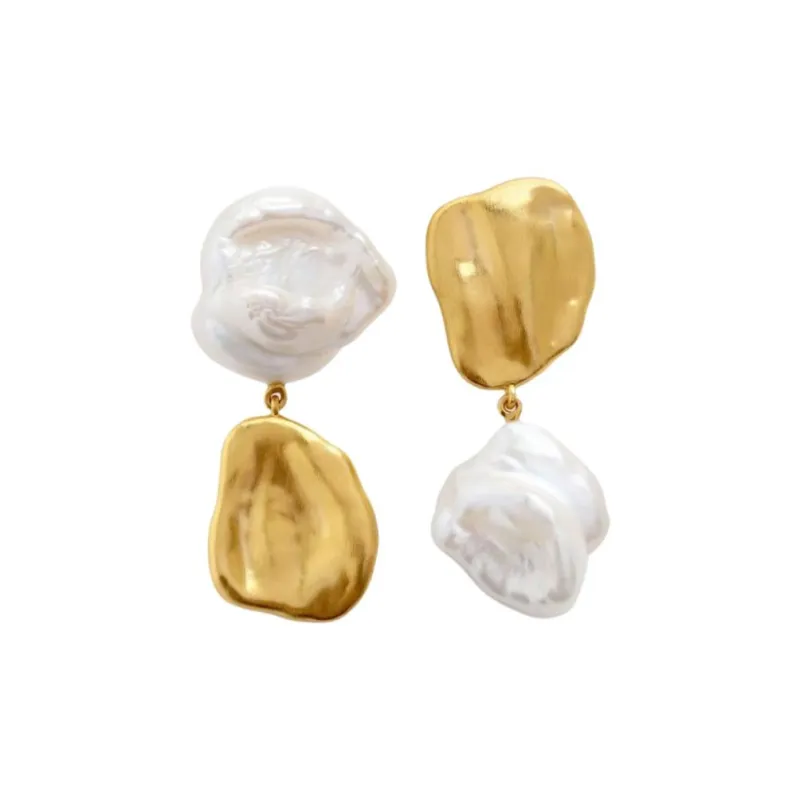 Monica Vinader X Amy Powney Keshi pearl Stud Drop Earrings-0