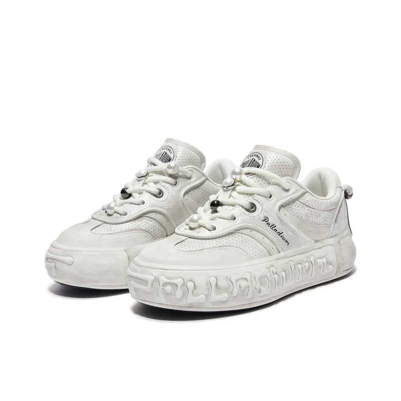 Palladium Abrasion Resistant Slip Resistant Low Top Skateboard Shoes Women's White-2