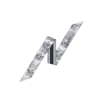 DIOR Mulberry Silk Scarves Women's Marine Blue/White