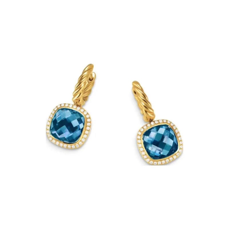 David Yurman 18kt Yellow Gold Albion Topaz And Diamond Earrings-2