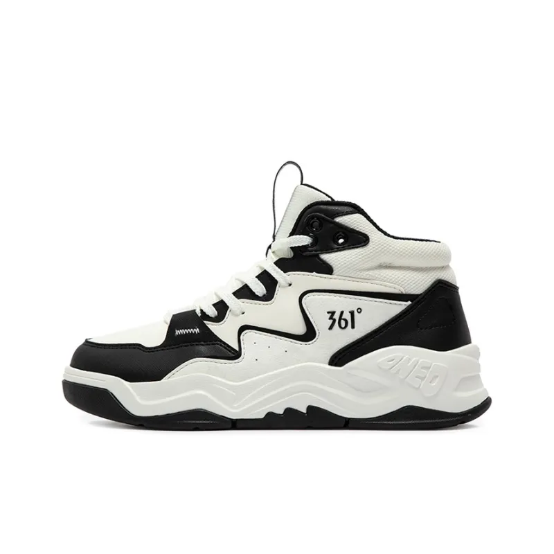 361° Thermal Slip Resistant And Abrasion Resistant High Top Skateboard Shoes Women's White Black-0