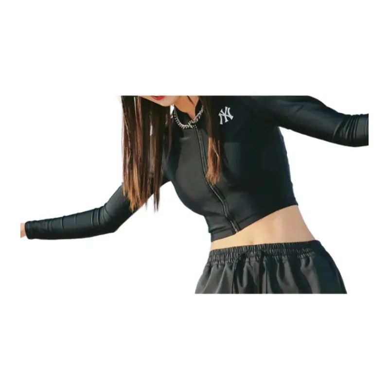MLB New York Yankees Cropped Coats Women's Black-3