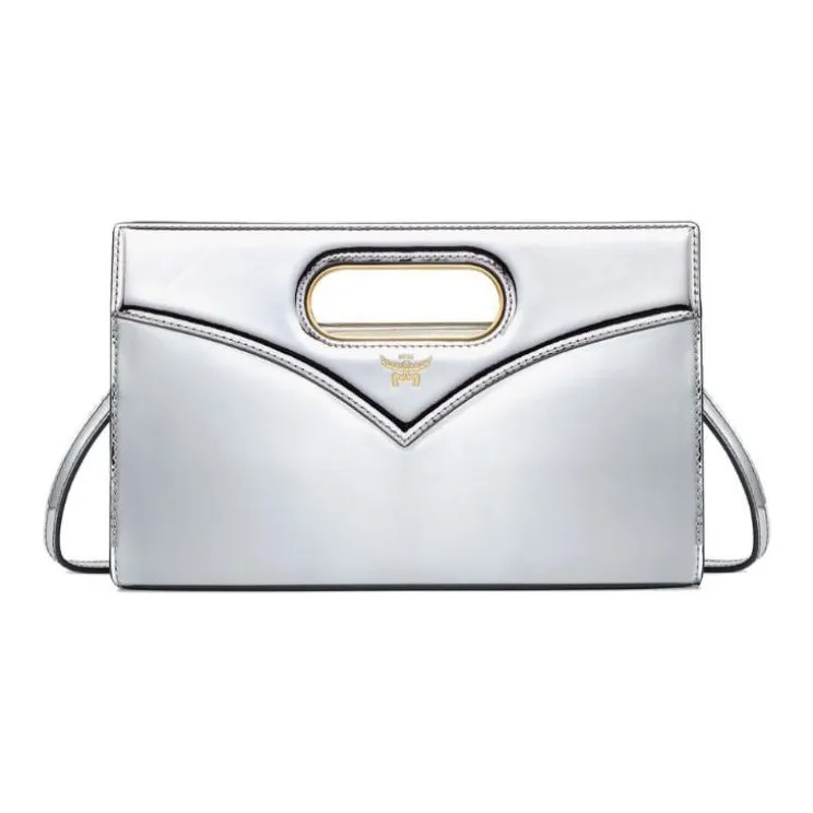 MCM Calfskin Shoulder Bag Crossbody Bag Handbag Small Size Women's Silver-0