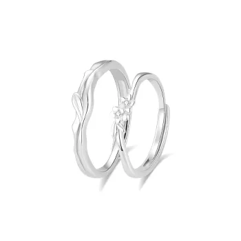 Muyan S925 Silver Hibiscus Flower Ring Unisex