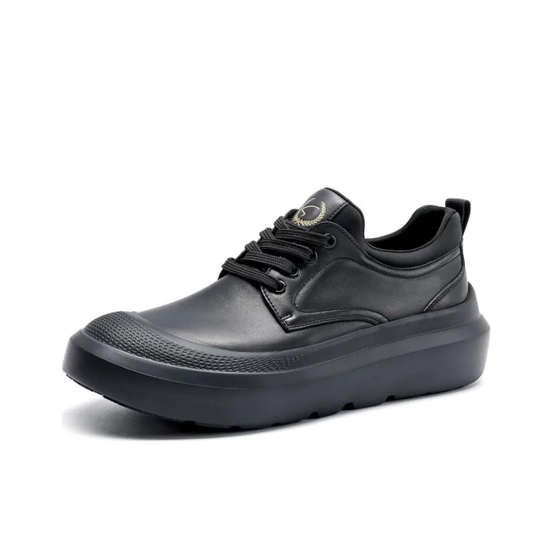 Satchi Cushioning Height Increasing Breathable Slip-Resistant Low-Top Skateboard Shoes Men's Black 5cm-1