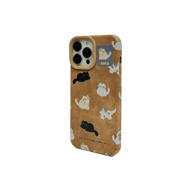 Wei Xin TPU Material Brown Bottom Lying Cat Phone Cases Compatible With IPhone 16/15 Pro Max/Apple 13/14 Pro Max/12-6