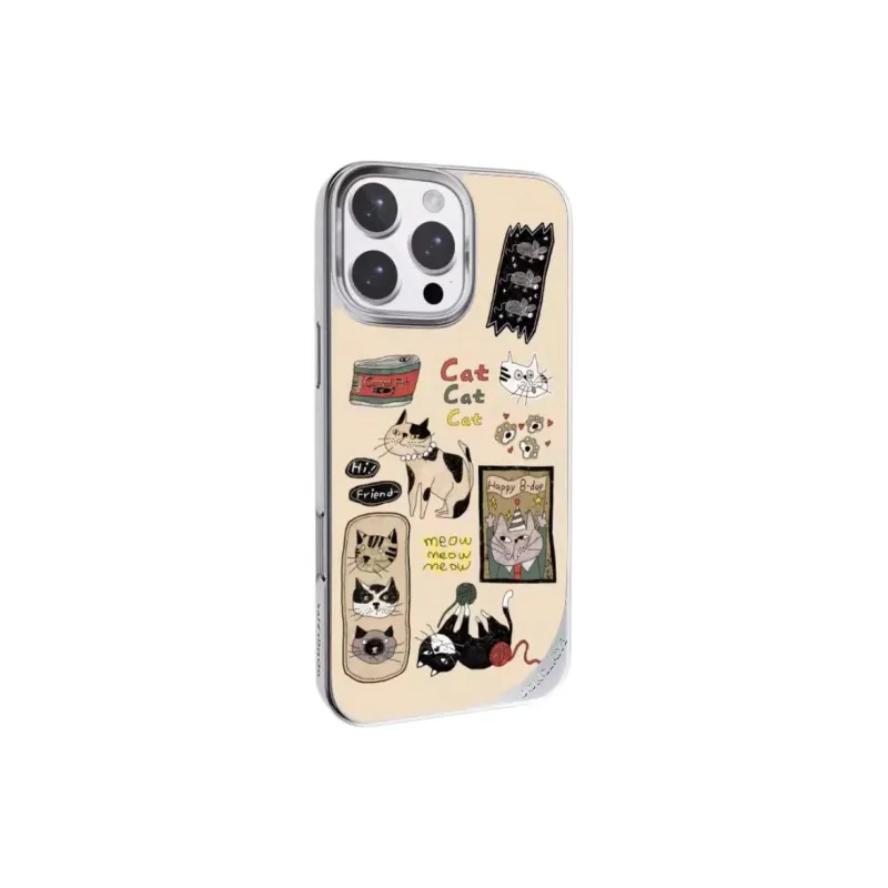LANWK Glass Material Happy Cat Impact Resistant Magnetic Phone Case Compatible With Apple IPhone 14/15/16/Pro/Pro Max-2