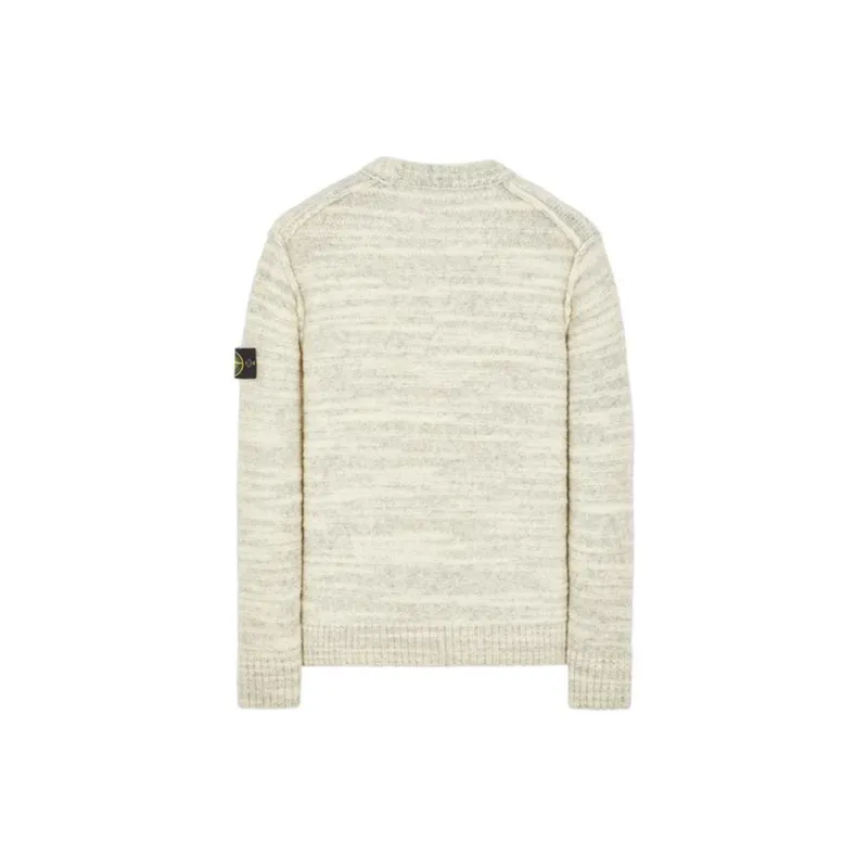 STONE ISLAND Logo Patch Crewneck Knitted Slub Jumper-1