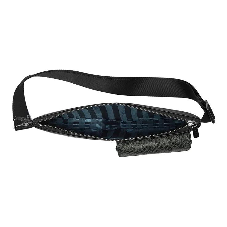 PIERRE CARDIN Cow Leather Sling Bag Trumpets Men's Black & Gray-4