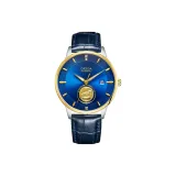 Blue Strap Silver Case Gold Bezel Blue Dial (Box Included)
