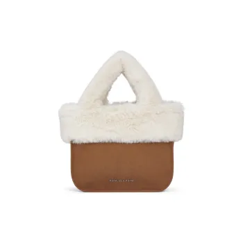 CHARLES&KEITH PU, Textile Mixture Hazelnut Bag Tote One Shoulder Handbag Regular Women's Brown/Beige/Pink