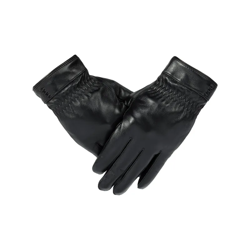 Shanghai Story Sheepskin Knit Gloves Men's Black Gift Box Set-4