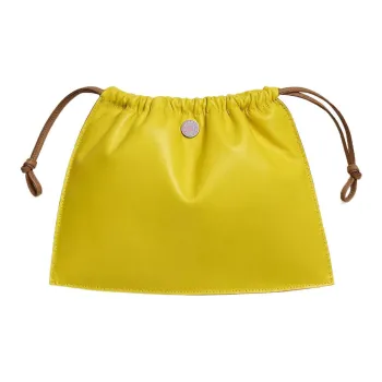 HERMES Pilo Milo Lambskin Swift Calfskin Makeup Bags Clutches Women's Lemon