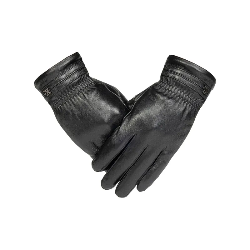 Shanghai Story Sheepskin Knit Gloves Men's Black Gift Box Set-0