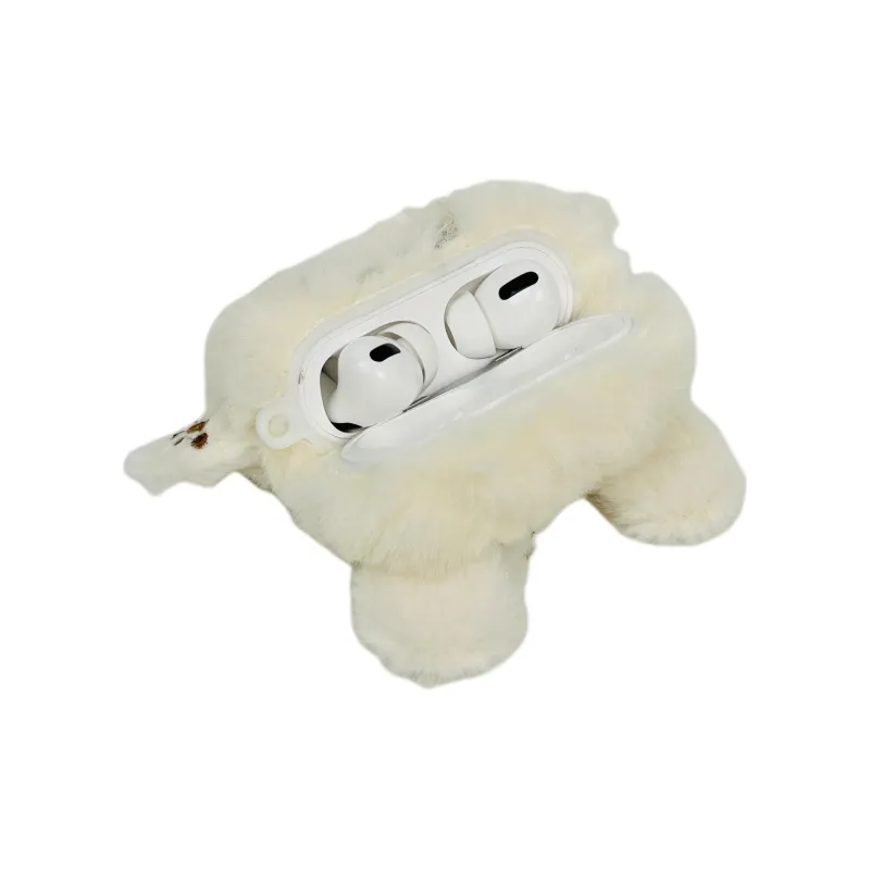 Sopi Compatibility With Apple AirPods 4/2/3/4th Generation/AirPods Pro/Pro 2 Plush Bear Brown White Headphone Cases-2