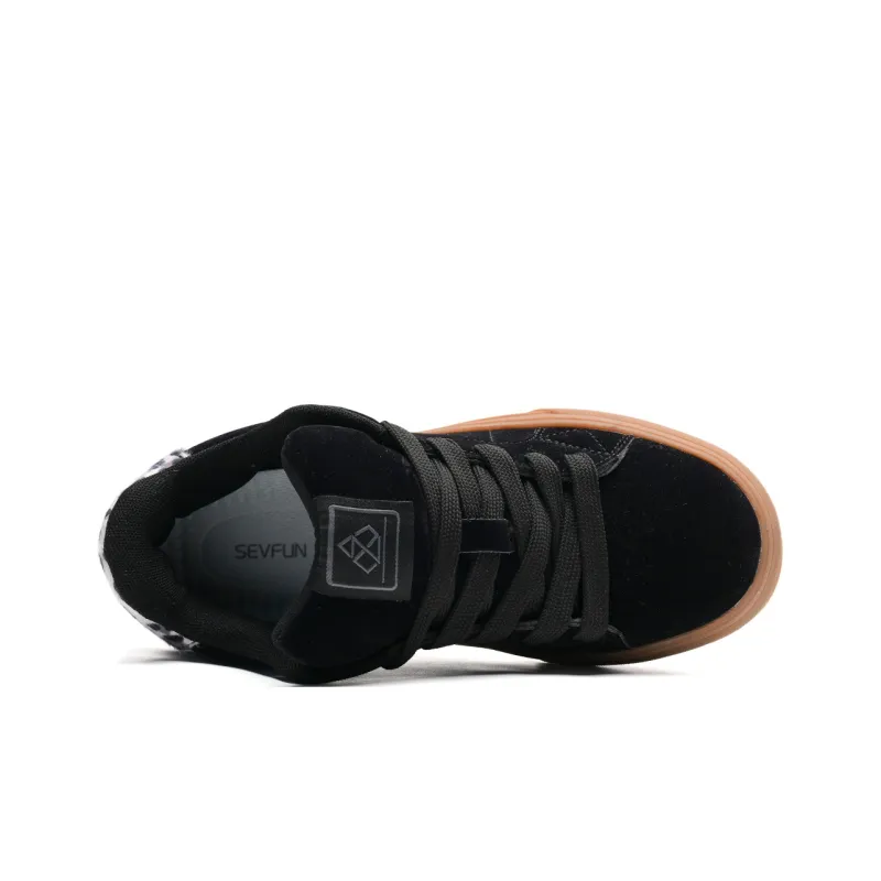7 SEVFUN Wear resistant And Lightweight Low Top Skateboard Shoes Unisex Black-4
