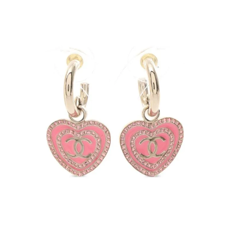 CHANEL 1986-1988 Cc Heart Hoop Earrings-1