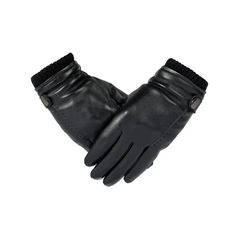 Shanghai Story Sheepskin Knit Gloves Men's Black Gift Box Set-16