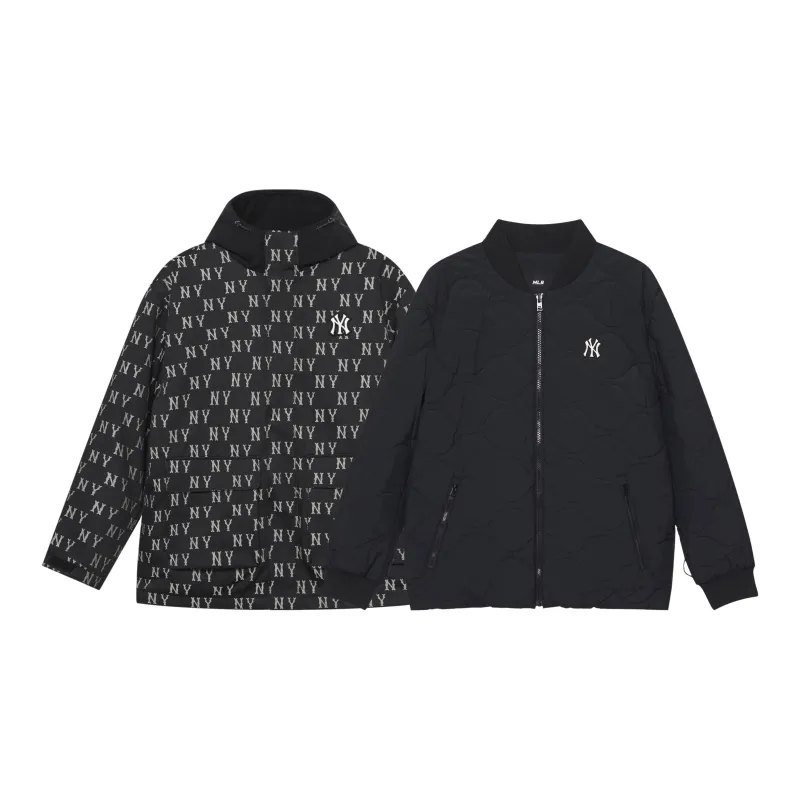 MLB MONOGRAM Collection New York Yankees FW24 Windproof Jackets & Coats Puffer Jacket Unisex Black-1