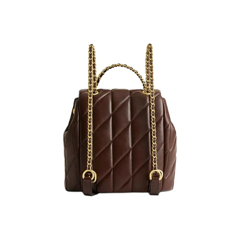 COACH Leather Backpack Trumpets Women's Brown-2