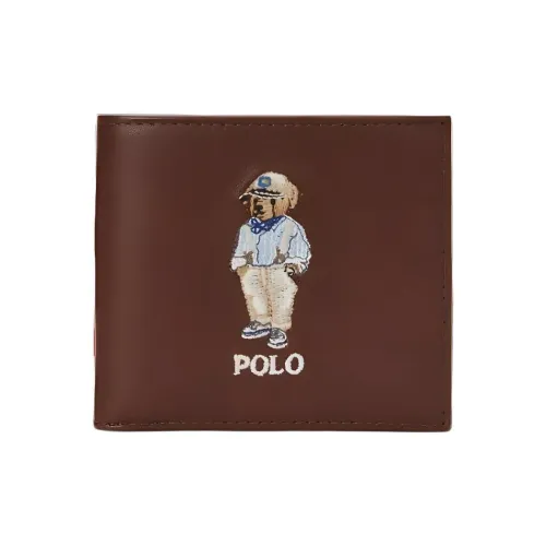 Polo Ralph Lauren Embroidered Grained Cow Leather Wallet Men's Brown