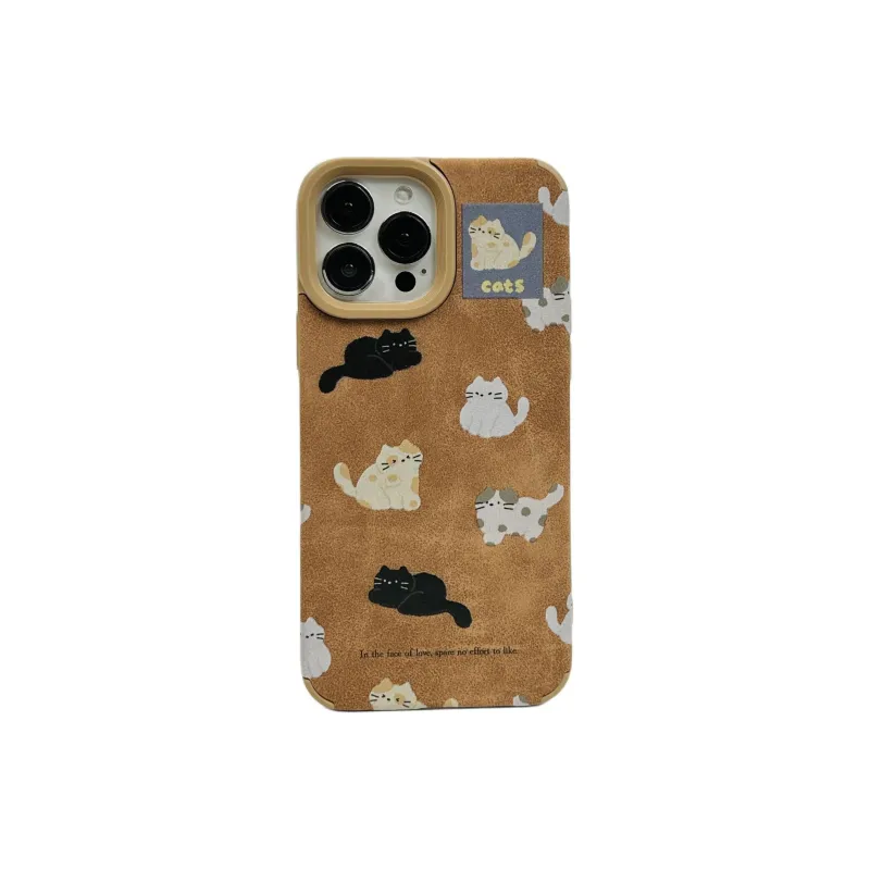 Wei Xin TPU Material Brown Bottom Lying Cat Phone Cases Compatible With IPhone 16/15 Pro Max/Apple 13/14 Pro Max/12-4