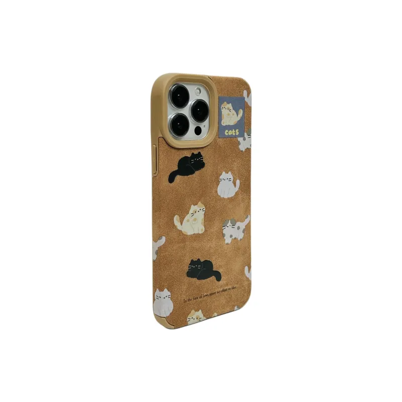 Wei Xin TPU Material Brown Bottom Lying Cat Phone Cases Compatible With IPhone 16/15 Pro Max/Apple 13/14 Pro Max/12-5