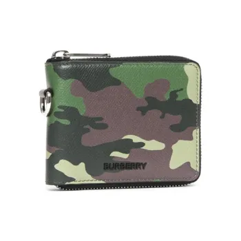 Burberry Leather Wallet, Card Holder Men's Camouflage