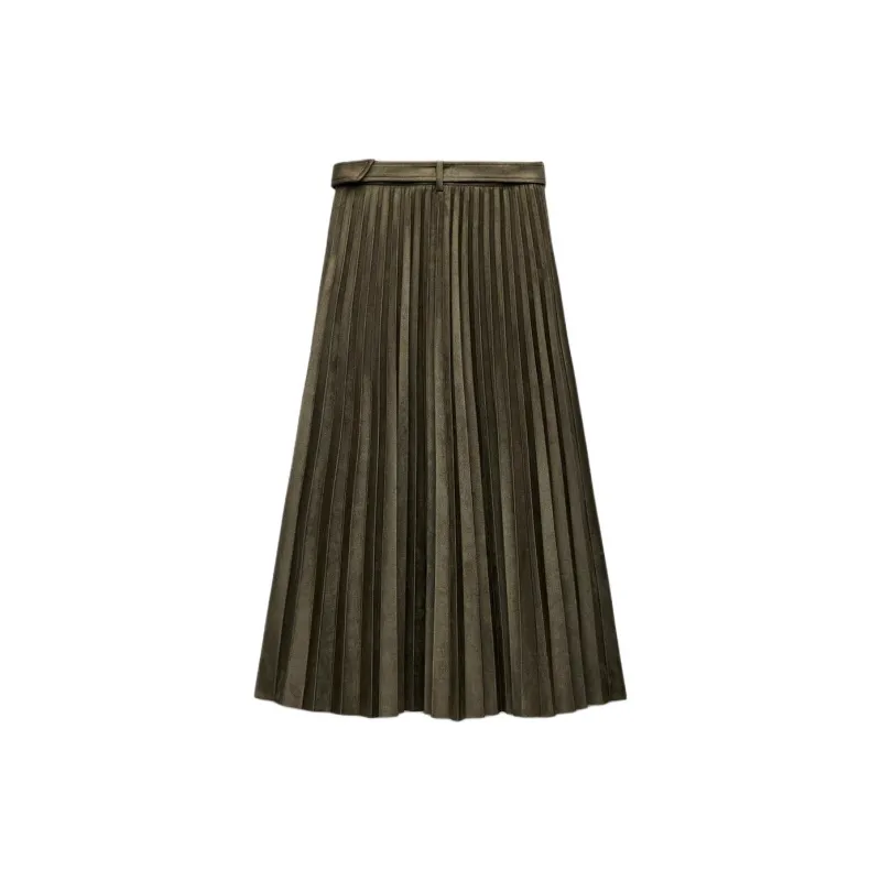 ZARA Casual Long Skirts Women's Khaki-1