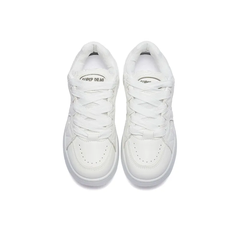 MEXICAN Abrasion Resistant Low Top Skateboard Shoes Women's White-4