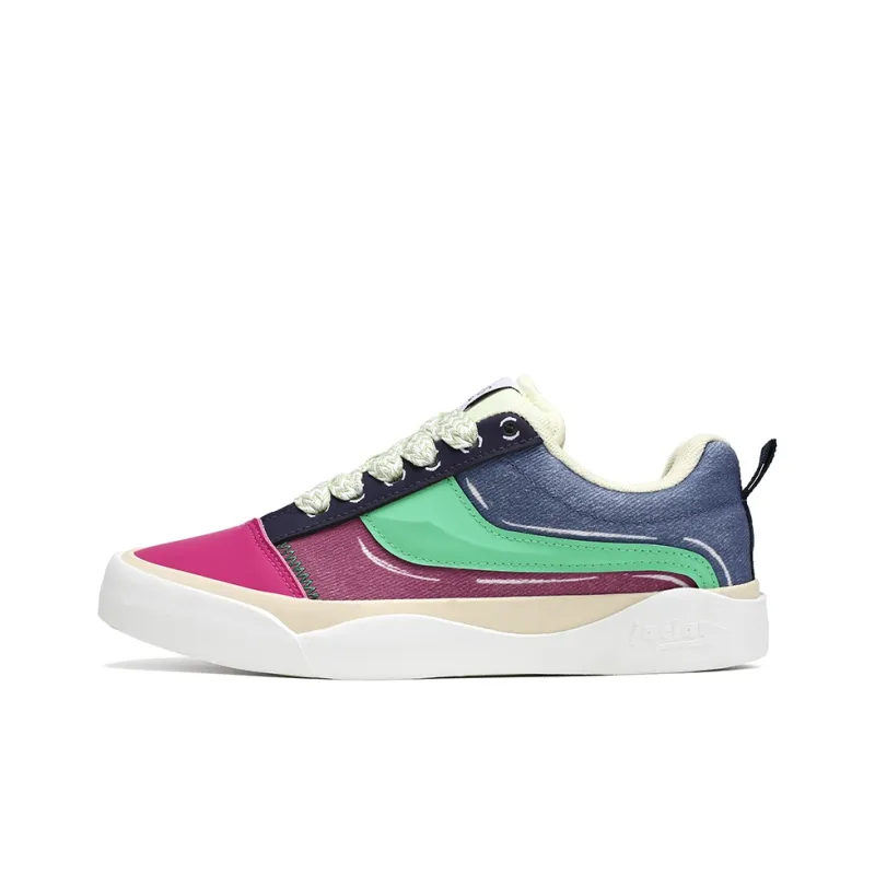 BALIAOYUN x JACLAR Slip Resistant, Abrasion Resistant, Lightweight Low Top Skateboard Shoes Women's Red Green Blue-0