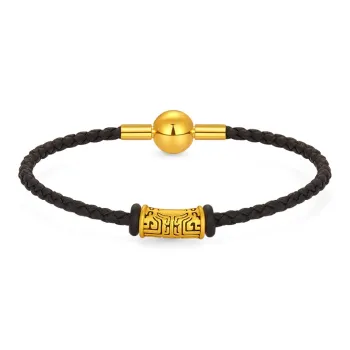 Lao Feng Xiang 3D Hard Gold Taotie Totem Fortune Bead Solid Gold 999 Fixed Price Gold Bracelet Unisex