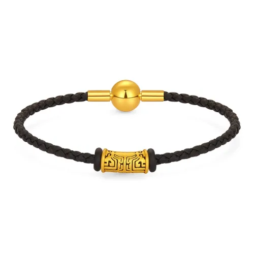 Lao Feng Xiang 3D Hard Gold Taotie Totem Fortune Bead Solid Gold 999 Fixed Price Gold Bracelet Unisex