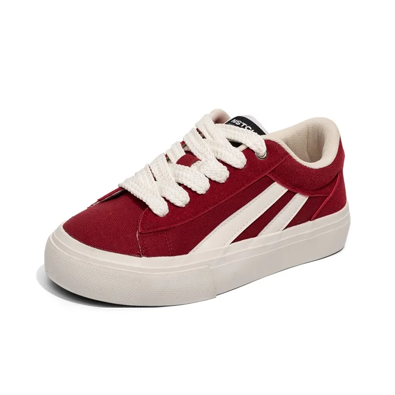 NSTCU Low-Top Skateboard Shoes Women's Beige Red-1