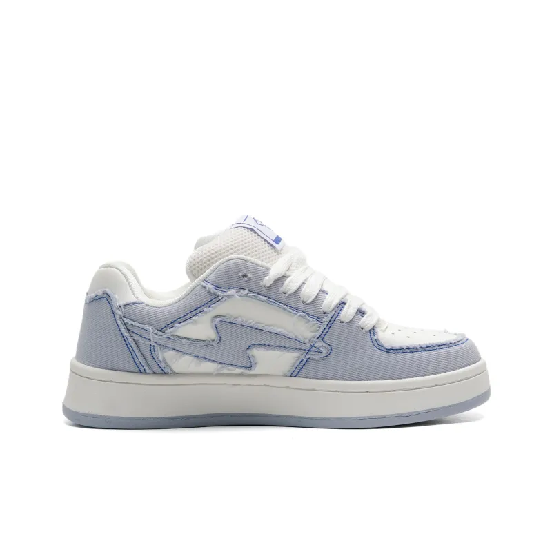 XPQ Anti Slip And Wear Resistant Breathable Low Top Skateboard Shoes Unisex White Blue-2