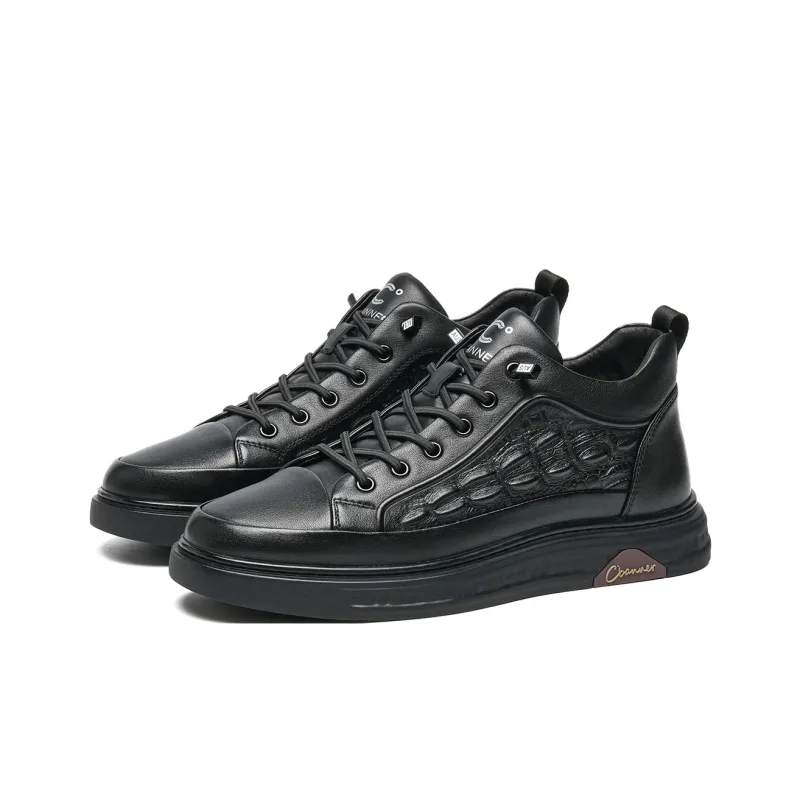 C°BANNER Mid Top Skateboard Shoes Men's Black Plus Size-1