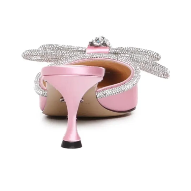 MACH & MACH Doubel Bow Embellished Slip On Mules Women's-4