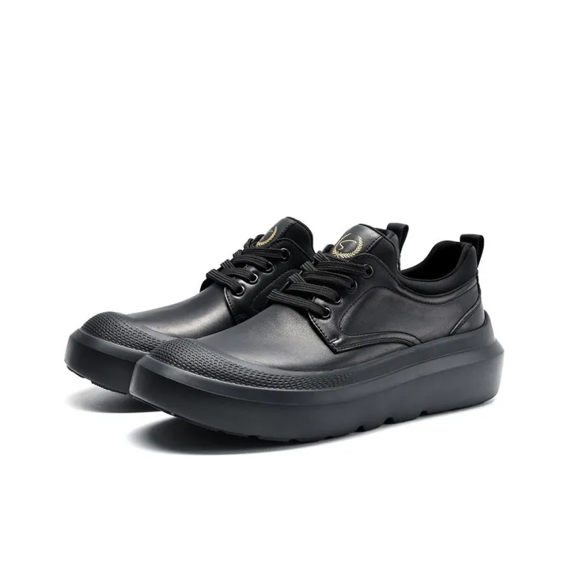 Satchi Cushioning Height Increasing Breathable Slip-Resistant Low-Top Skateboard Shoes Men's Black 5cm-2