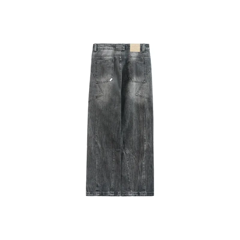 PMET Catgut Bamboo Pattern Distressed Washable Jeans Unisex-1