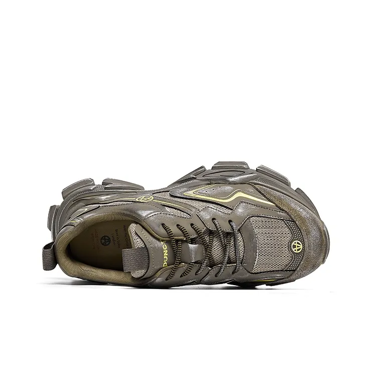 Acupuncture Slip Resistant Low Top Chunky Sneakers Men's Khaki-4