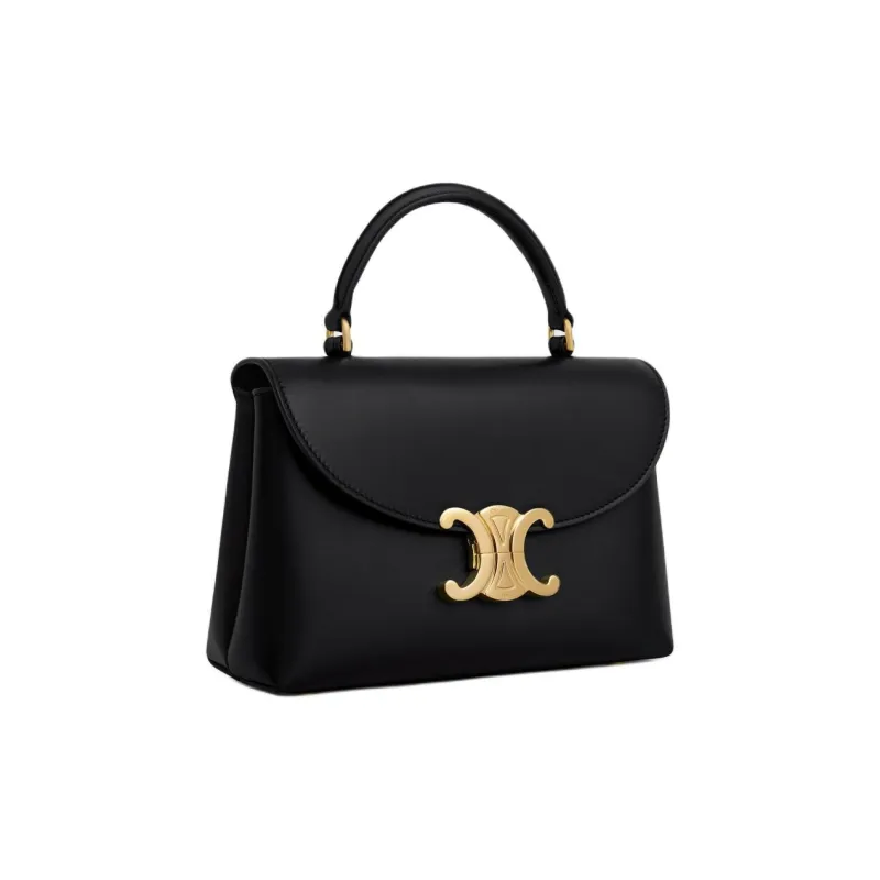 CELINE Cow Leather Shoulder Bag, Crossbody Bag, Handbag Women's Black-1