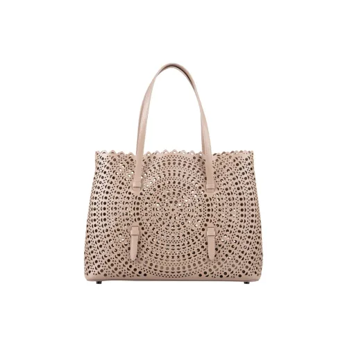 Alaia Calfskin Tote Bag Shopping Bag Shoulder Bag Handbag Medium Size Women's Beige