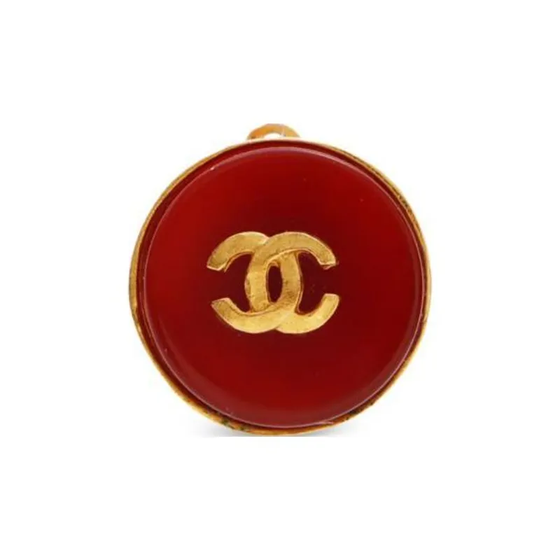 CHANEL 1997 Stone Button Clip on Earrings-2