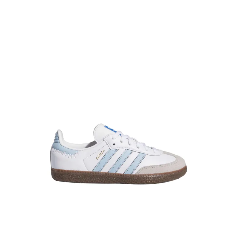 Adidas Originals SAMBA OG Abrasion Resistant Low Top Kids' Skateboarding Shoes White Blue Children Aged 3 7 Years Old-1