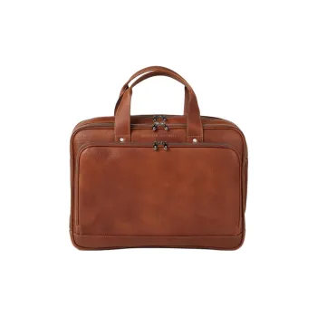 Brunello Cucinelli Grained Calfskin Portable Briefcases Men's Brown