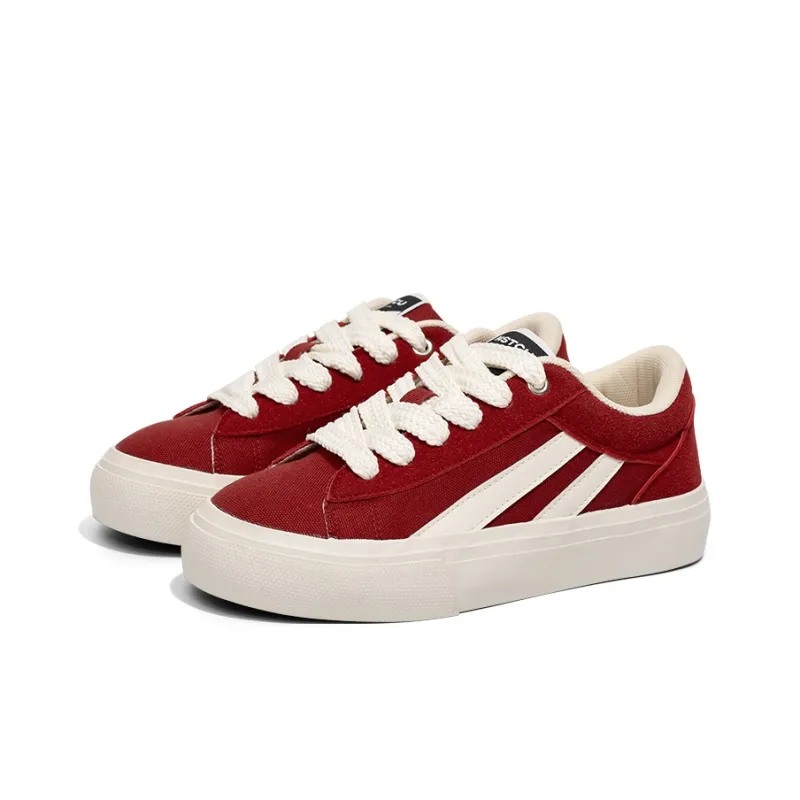 NSTCU Low-Top Skateboard Shoes Women's Beige Red-3