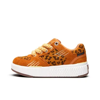 EXCELSIOR Low Top Skateboard Shoes Women's Orange Panther Golden Palm Brown